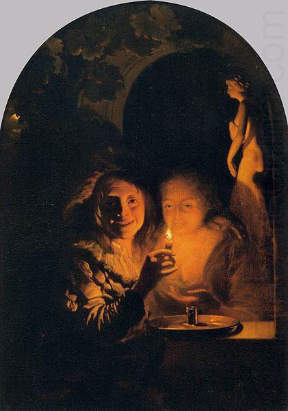 Godfried Schalcken Lovers Lit by a Candle oil painting picture